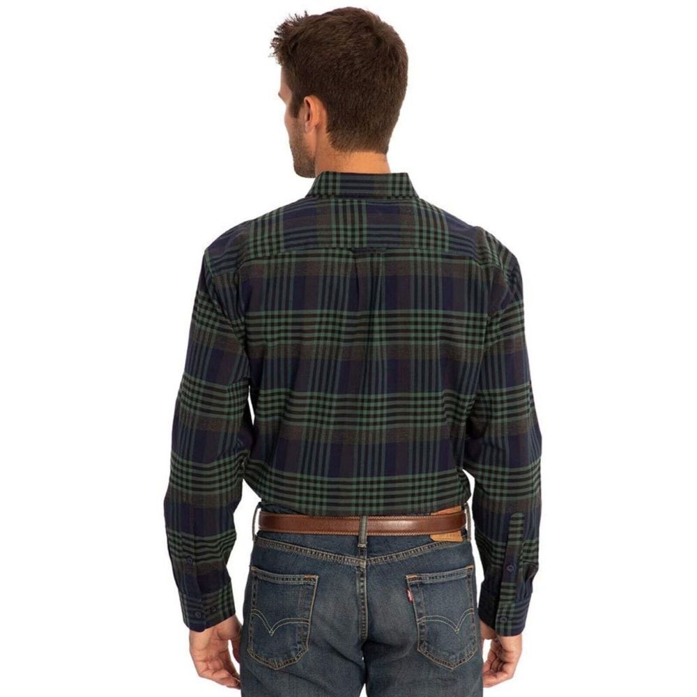 ORVIS Men's Shirt Medium Blackwatch Green Blue Plaid Long Sleeve Button Up - Picture 5 of 9